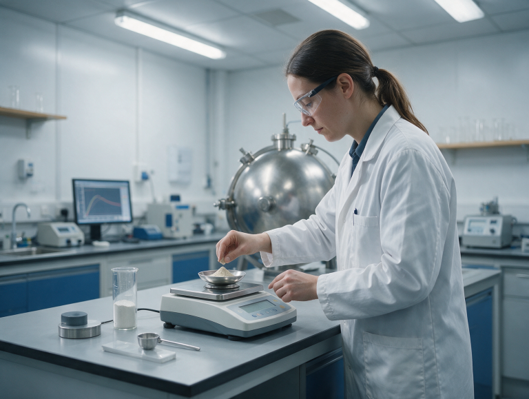 Lab technician running a combustible dust explosion severity test - Kentucky & Indiana | CRAIG Equipment Co.