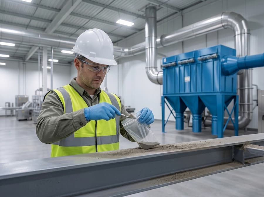 Technician assessing dust accumulation around a dust collector - Kentucky and Indiana | CRAIG Equipment