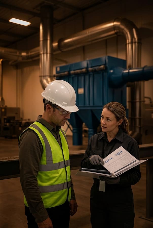 Safety manager reviewing a DHA report on the plant floor - Kentucky and Indiana | CRAIG Equipment